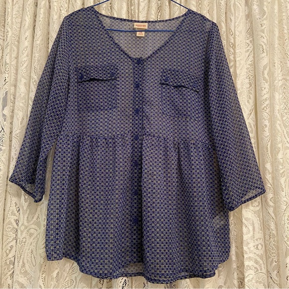 Mossimo light sheer gauzy long sleeved tunic blouse. - Picture 1 of 5